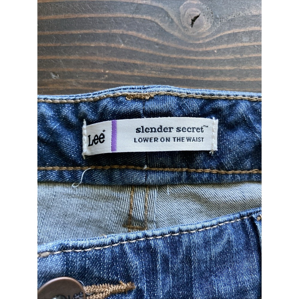 NWT Lee Jeans Women 16 S Blue Denim Slender Stretch Barely Bootcut Low on Waist - Picture 3 of 13